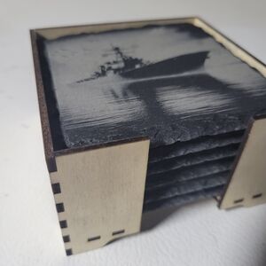 Slate Coaster Set with Holder